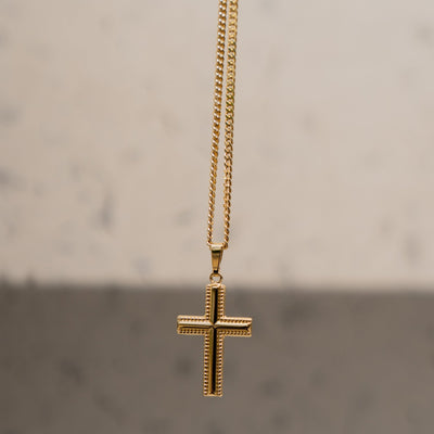 CROSS NECKLACE 925 SILVER 18 CARAT GOLD PLATED - IDENTIM®