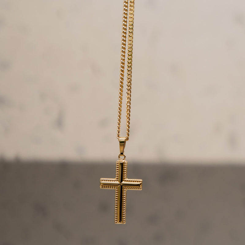 CROSS NECKLACE 925 SILVER 18 CARAT GOLD PLATED