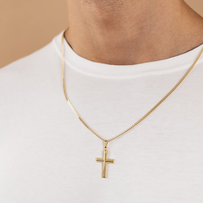 CROSS NECKLACE 925 SILVER 18 CARAT GOLD PLATED