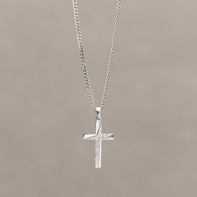 CROSS NECKLACE 925 SILVER RHODIUM PLATED - IDENTIM®