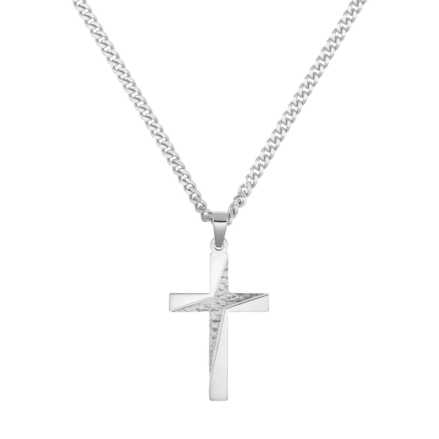 CROSS NECKLACE 925 SILVER RHODIUM PLATED - IDENTIM®