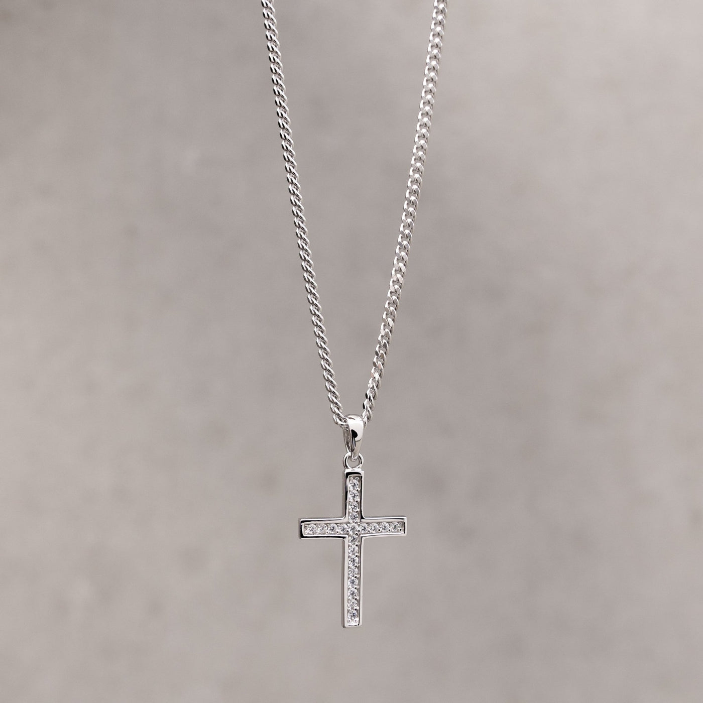 CROSS NECKLACE ICED OUT 925 SILVER RHODIUM PLATED - IDENTIM®
