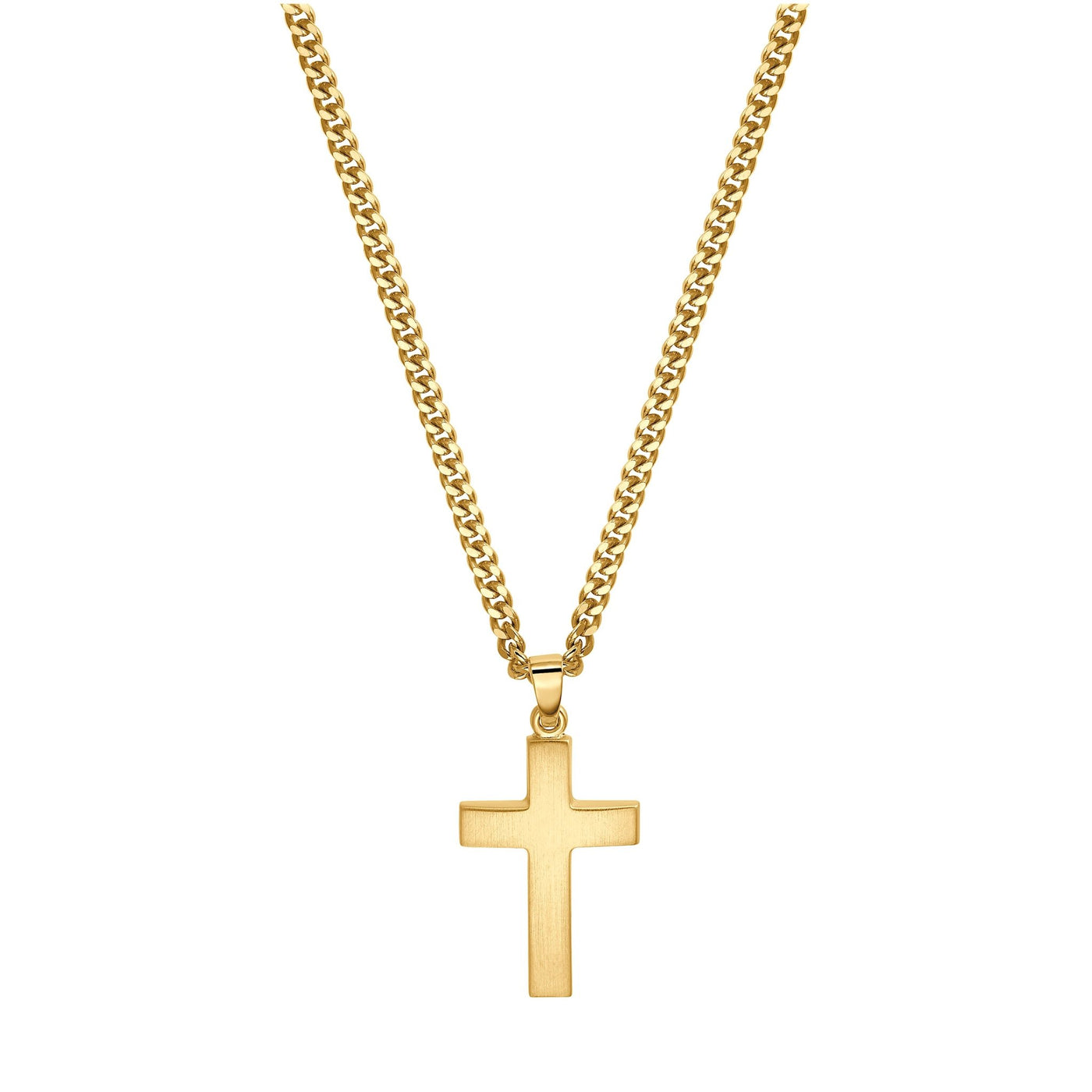 CROSS NECKLACE FROSTED 925 SILVER 18 KARAT GOLD PLATED - IDENTIM®