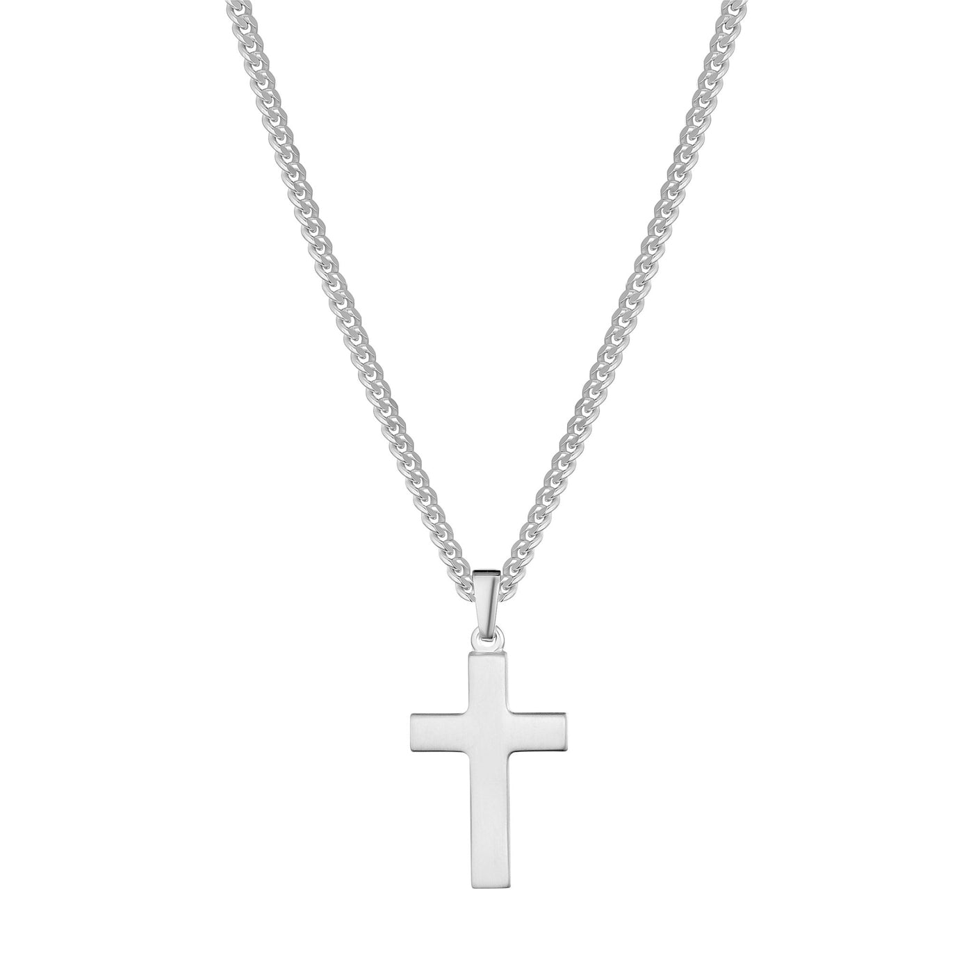 CROSS NECKLACE POLISHED 925 SILVER RHODIUM PLATED - IDENTIM®