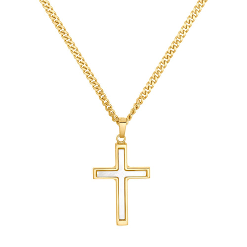 CROSS MOTHER-OF-PEARL NECKLACE 333 GOLD - IDENTIM®
