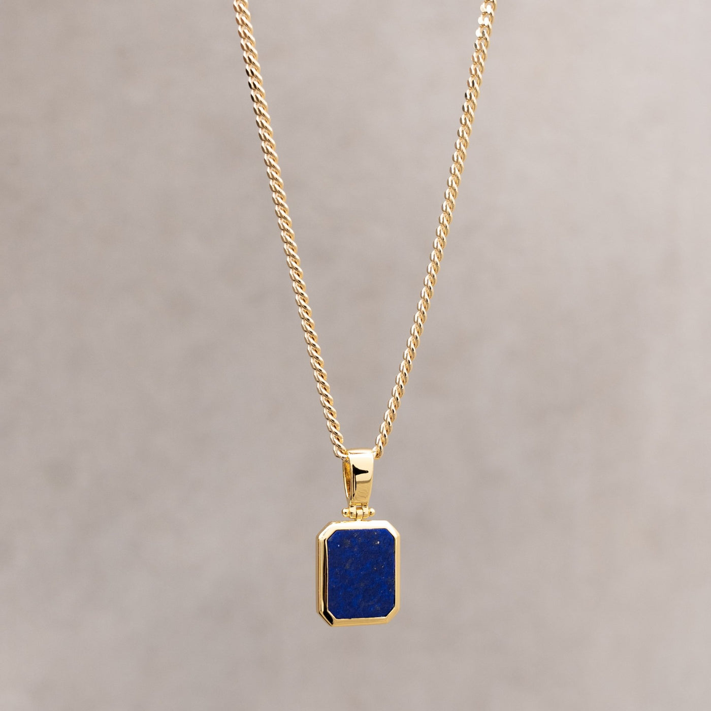 LAPIS OCTAGON NECKLACE 925 SILVER 18K GOLD PLATED - IDENTIM®