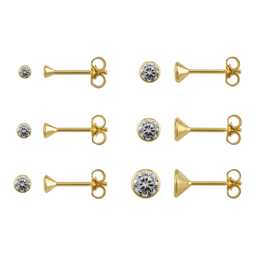 EAR STUDS SOLITAIRE PAIR 333 GOLD - IDENTIM®