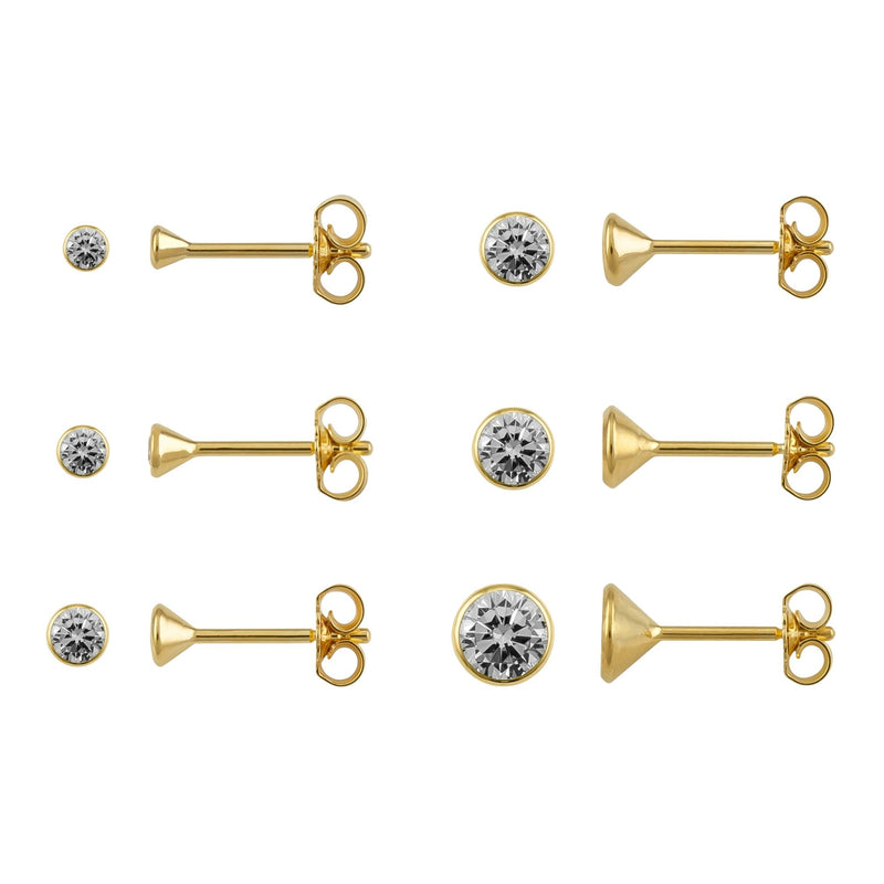 EAR STUD SOLITAIRE PAIR 333 GOLD