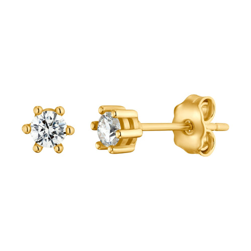 EAR STUDS SOLITAIRE PAIR 333 GOLD - IDENTIM®
