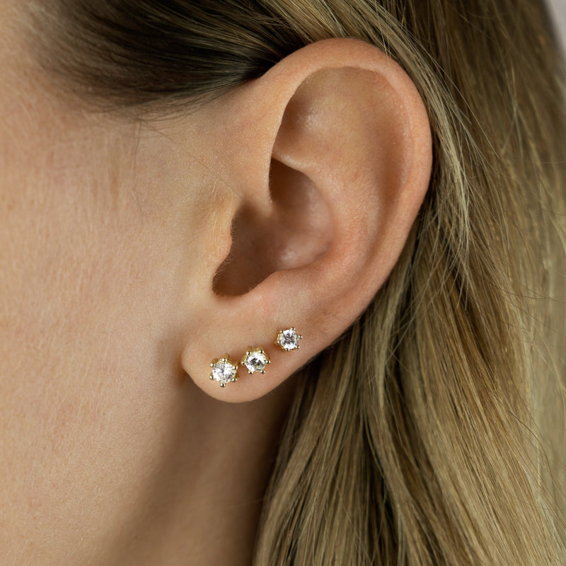 EAR STUD SOLITAIRE PAIR 333 GOLD