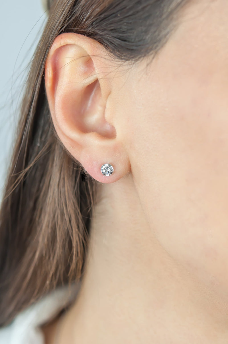 EAR STUD SOLITAIRE PAIR 375 GOLD