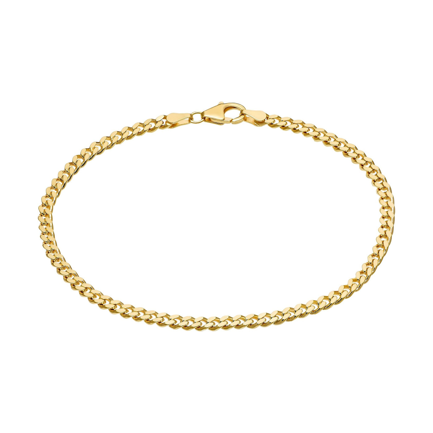 CURB CHAIN BRACELET 3.30MM 925 SILVER 18 CARAT GOLD PLATED - IDENTIM®