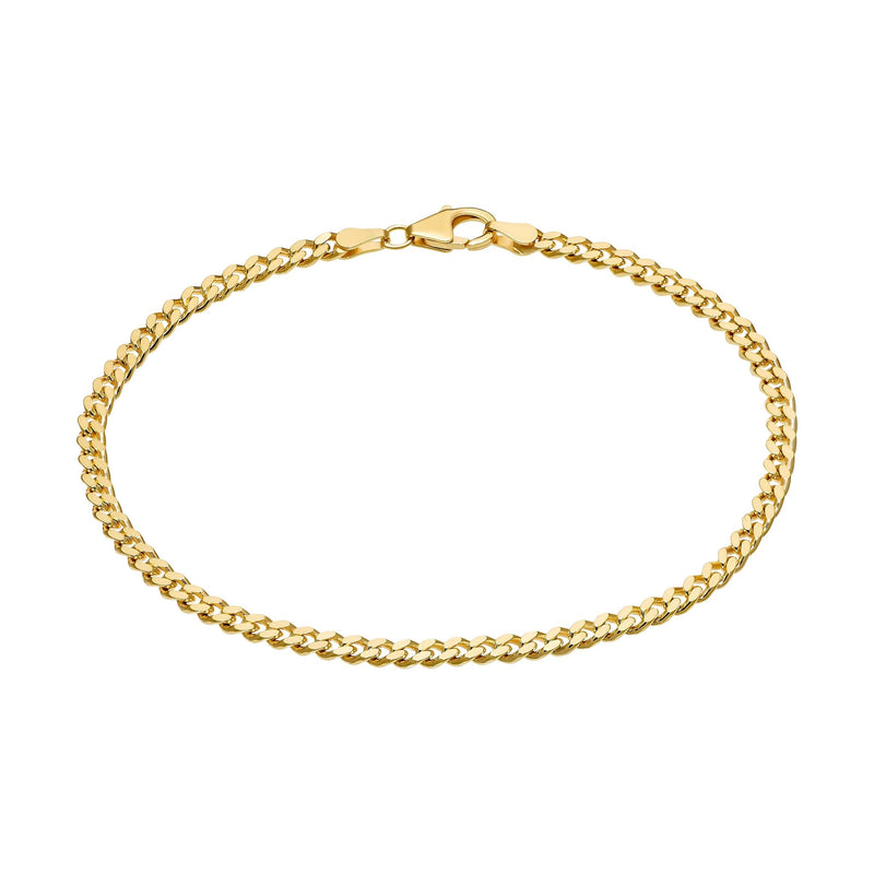 CURB CHAIN BRACELET 3.30MM 925 SILVER 18 CARAT GOLD PLATED