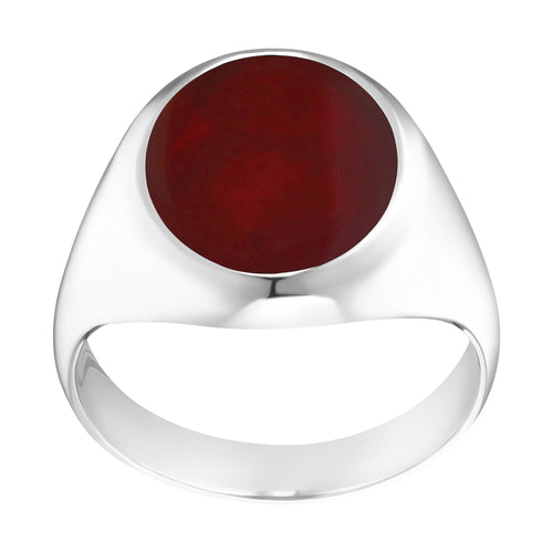 SIGNET RING AGATE OVAL 925 SILVER RHODIUM PLATED - IDENTIM®